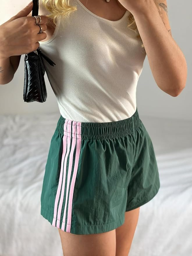 BEAUDRM Y2K Striped Track Shorts